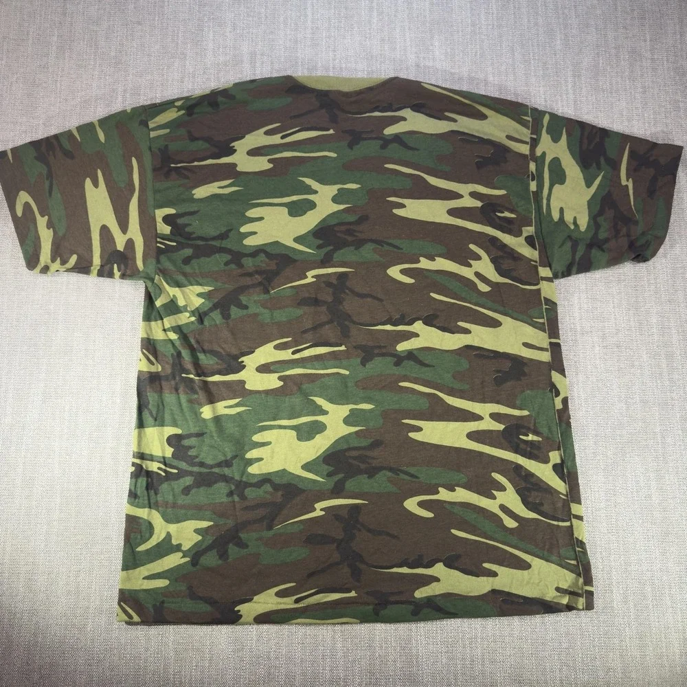 Vintage Ranger Shirt Mens XL Green Woodland Camo Pocket Hunting Military Tee USA